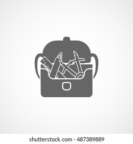 Pencil Case Flat Icon On White Background