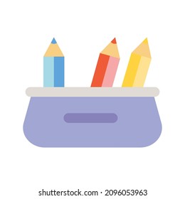 Pencil case flat icon. Stationery clipart. Cartoon illustration. Vector sign for mobile app and web sites. 