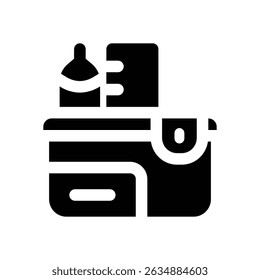 ícone de glifo da caixa do lápis. Ícone vetorial forte e sólido para sites, interfaces móveis, apresentações e marca visual. Alta qualidade e fácil de editar.