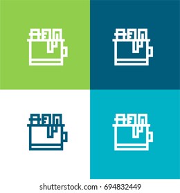 Pencil case green and blue material color minimal icon or logo design