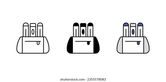 Pencil Case icon design with white background stock illustration