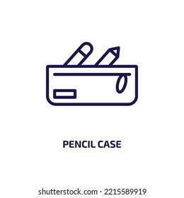 pencil case icon from education collection. Thin linear pencil case, office, school outline icon isolated on white background. Line vector pencil case sign, symbol for web and mobile