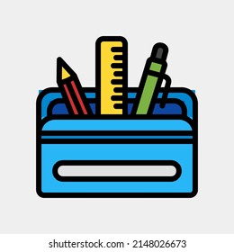 Pencil Case Icon In Filled Line Style, Use For Website Mobile App Presentation