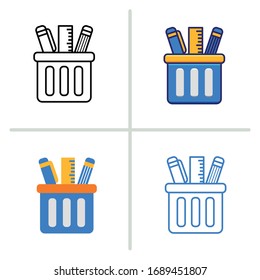 Pencil case icon. Graphic element illustration with different style on white background. Vector Illustration. 