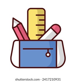 Pencil Case icon isolate white background vector stock illustration