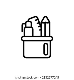  Bleistift-Gehäussymbol, einzelne Büroumrisssymbol mit weißem Hintergrund, perfekt für Website, Blog, Logo, Grafikdesign, soziale Medien, UI, mobile App, EPS10 Vektorgrafik