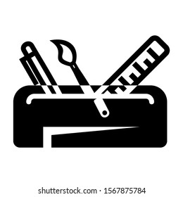 pencil case icon isolated sign symbol vector illustration - high quality black style vector icons
