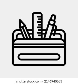 Icono de caso lápiz en estilo de línea, uso para presentación de aplicación móvil del sitio web