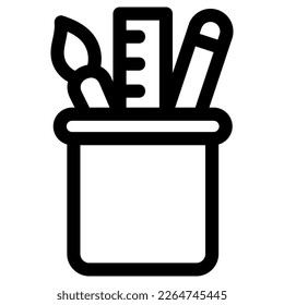 Symbol oder Logo eines Bleistift-Gehäuses / Symbol für einzelne Zeichen Vektorgrafik - hochwertige Vektorsymbole im schwarzen Stil
