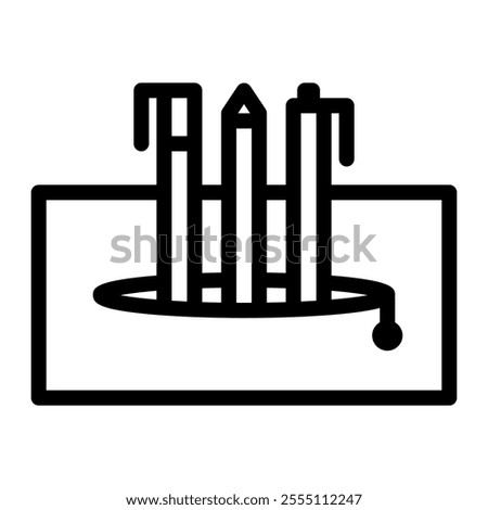 Pencil case icon in Outline Style. Line Art