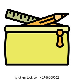 Pencil case icon. Outline pencil case vector icon for web design isolated on white background