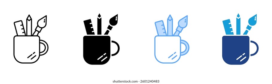Pencil Case Icon Set Multiple Style Collection