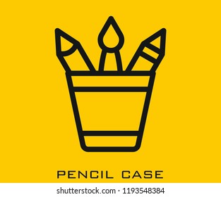 Pencil case icon signs