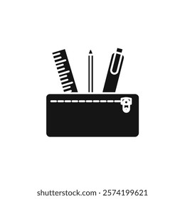 Pencil case icon Simple thin line flat symbol