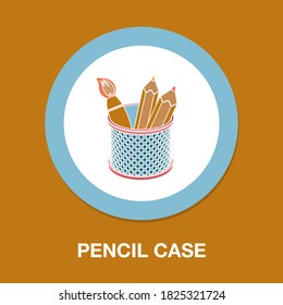 pencil case icon - simple, vector, icon for website design, mobile app, ui. Vector Illustration