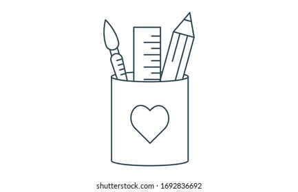 Pencil case icon. Stationery and school supplies usage. Vector illustration