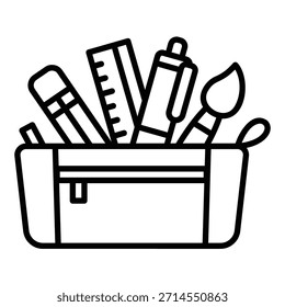 Icono de la caja de lápiz para almacenar o llevar papelería