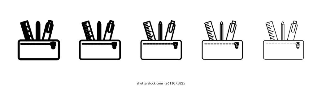 Pencil case icon Symbol mark in Outline style