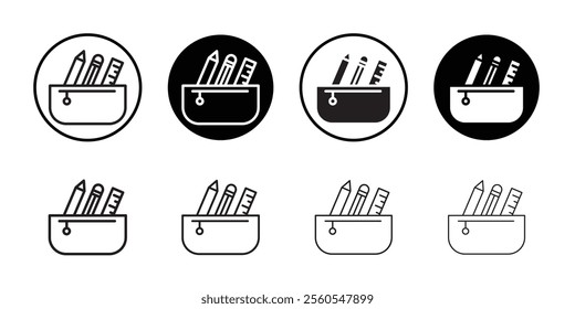 Pencil case icon Thin line flat illustration