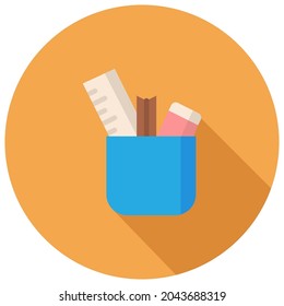 pencil case icon vector flat design. colored icon illustration.