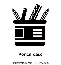 Pencil case icon vector isolated on white background, logo concept of Pencil case sign on transparent background, filled black symbol