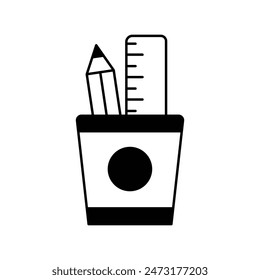 pencil case icon with white background vector stock illustration