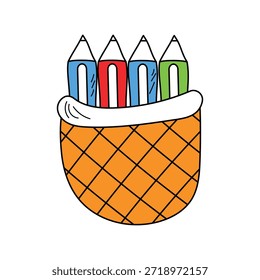Pencil Case icon with white background vector stock illustration