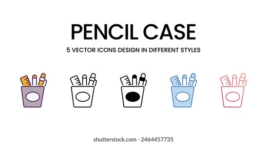 Pencil Case icons different style vector stock illustration