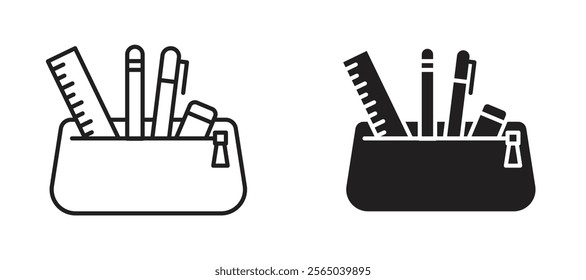 Pencil case icons in outline and fill. vector illustration for ui.