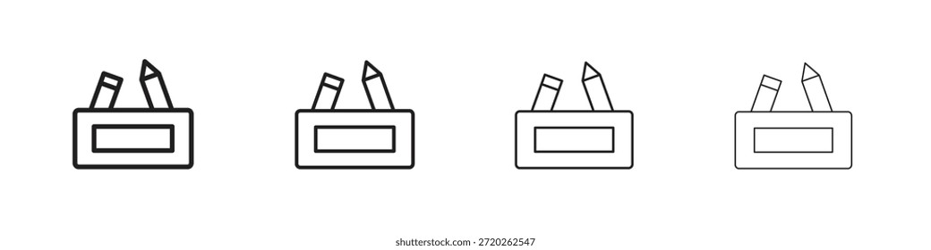 Pencil case icons Outline vector symbol sign