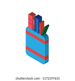 Pencil case isometric left top view 3D icon