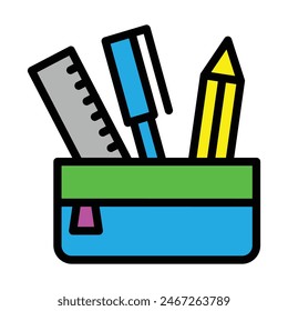 Pencil Case Line Filled Icon Design