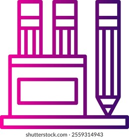 Pencil Case Line Gradient Vector Icon Design