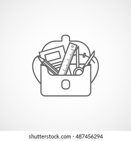 Pencil Case Line Icon On White Background