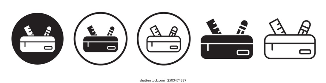 Pencil case line icon vector set.