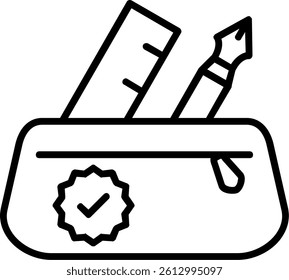 Pencil Case Line Vector Icon Design