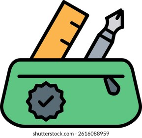 Pencil Case Line Vector Icon Design