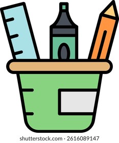 Pencil Case Line Vector Icon Design