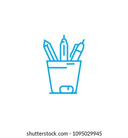 Pencil case linear icon concept. Pencil case line vector sign, symbol, illustration.