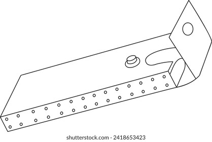 Pencil case outline black and white vector line art illustration