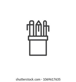 Pencil case outline icon. linear style sign for mobile concept and web design. Drawing Tools simple line vector icon. Symbol, logo illustration. Pixel perfect vector graphics