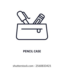 pencil case outline icon.  Thin line icon from education collection. Editable vector isolated on white background