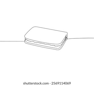 Pencil case for pens and pencils one line art. Continuous line drawing of online learning, school supplies, stationery storage, exam, office supplies, education.