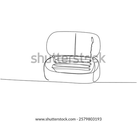 Pencil case for pens and pencils one line art. Continuous line drawing of online learning, school supplies, stationery storage, exam, office supplies, education.