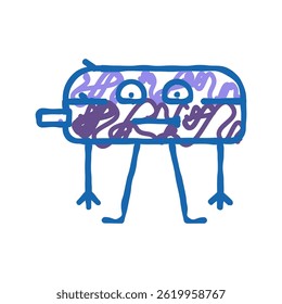 pencil case school character doodle icon sketch vector. pencil case school character sign. isolated symbol illustration