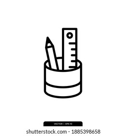 Pencil case school icon vector logo template in trendy style