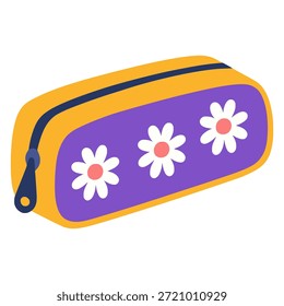 Estuche de lápiz Escuela Papelería Ilustración vectorial de color plano Diseño de Plantilla