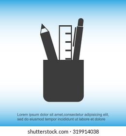 pencil case with school supplies