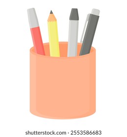 Pencil Case with School Supplies Vector. Pencil Case with Pen Pencil Marker.