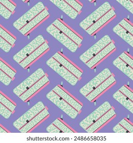 pencil case seamless pattern, back to school elements, Flat design style vector illustration